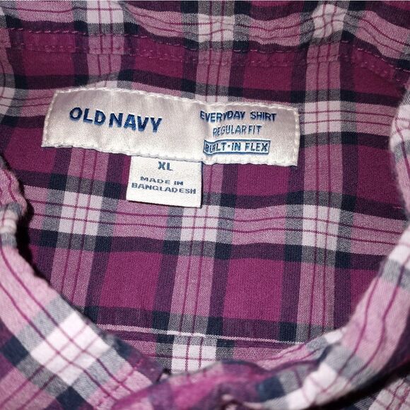 Old Navy EverydayShirtRegularFitBuiltinFlex XL PlaidLngslvsPocket ButtonUp Men's - Picture 2 of 8